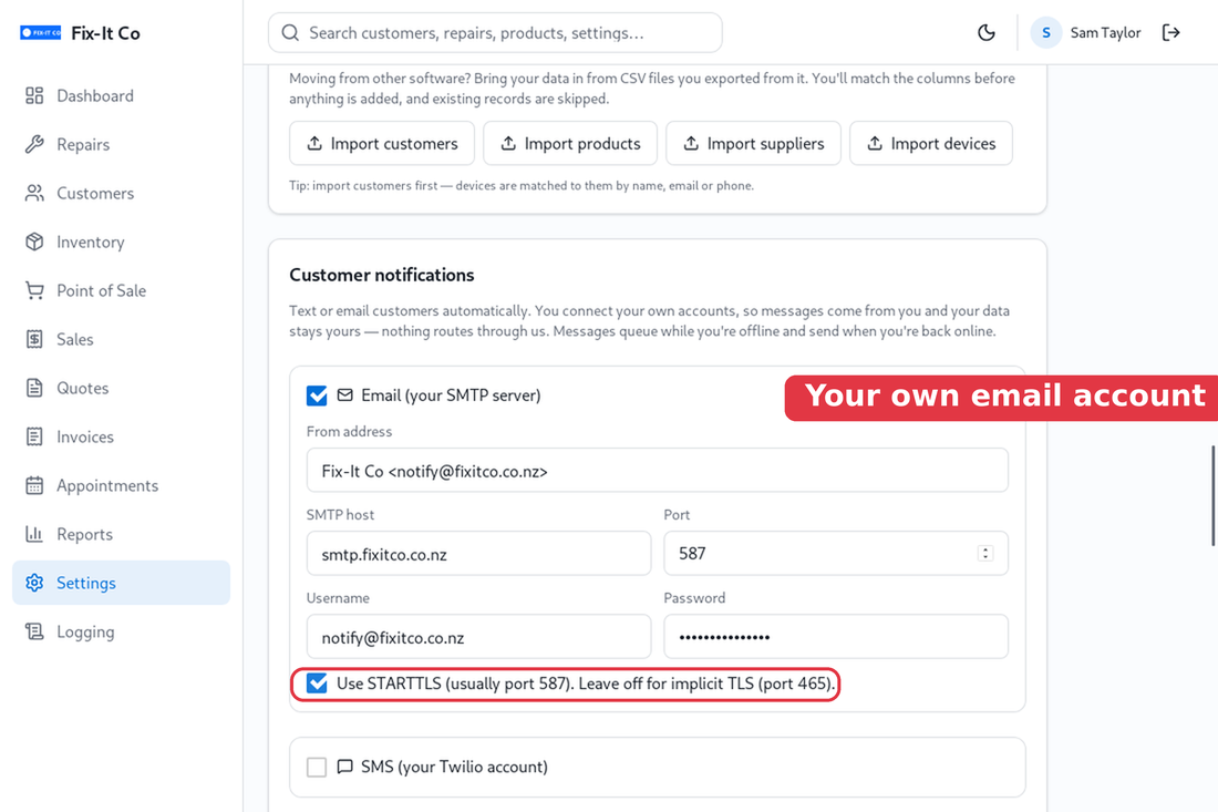 Connect your own email mailbox