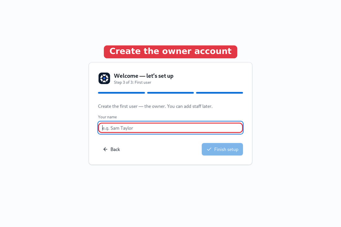 Step 3 - the owner account