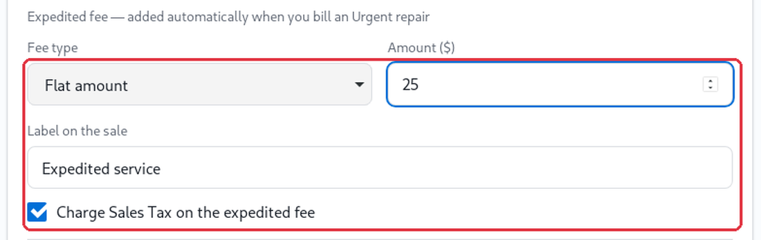 Set a flat or percentage expedited fee
