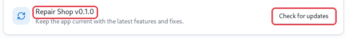 Your current version and Check for updates