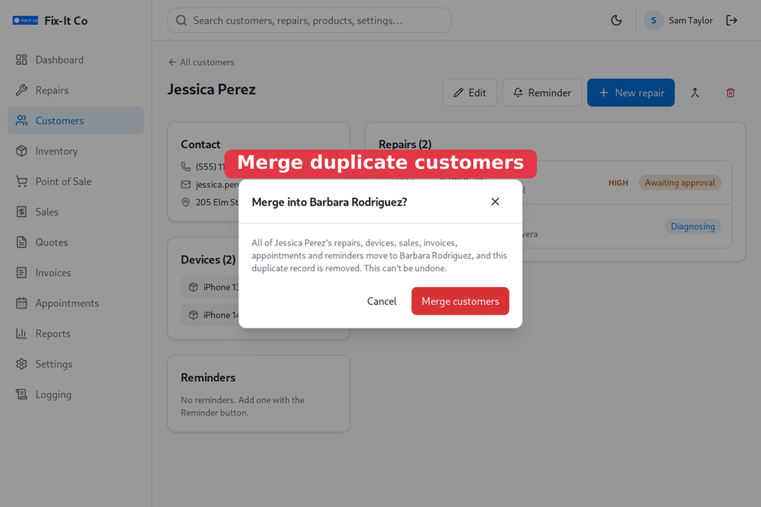 Merge duplicate customers