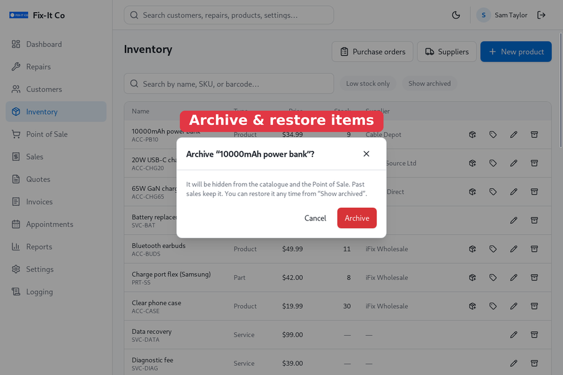 Archive a product